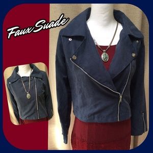 😍Faux Suede Moto Jacket as